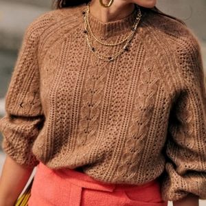 Sezane Scarlett Jumper | Size Small | Dark Camel